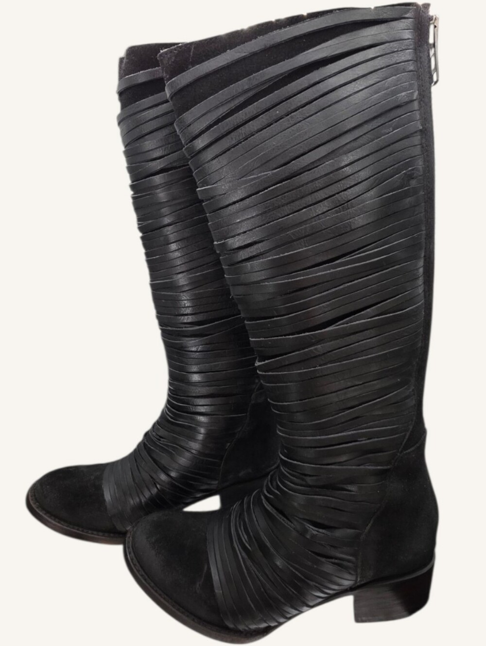 Freebird by Steven Logan Black Leather Knee High Boots Size 6
